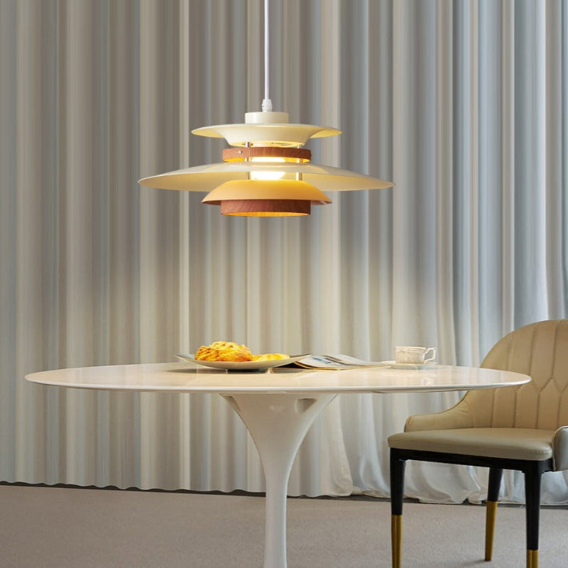 Valentina Modern Pendant Light Black/White/Wood Metal Dining Room