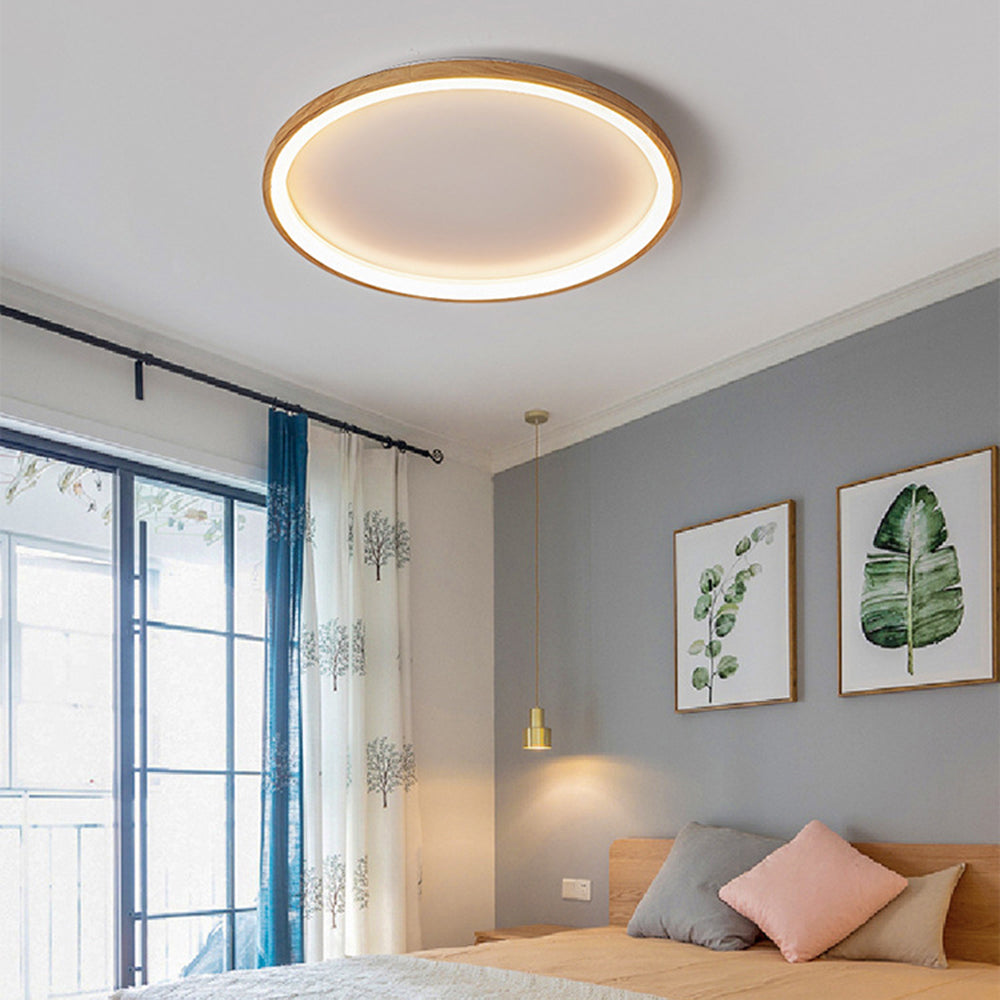 Muto Wood Inner Halo Flush Mount Ceiling Light
