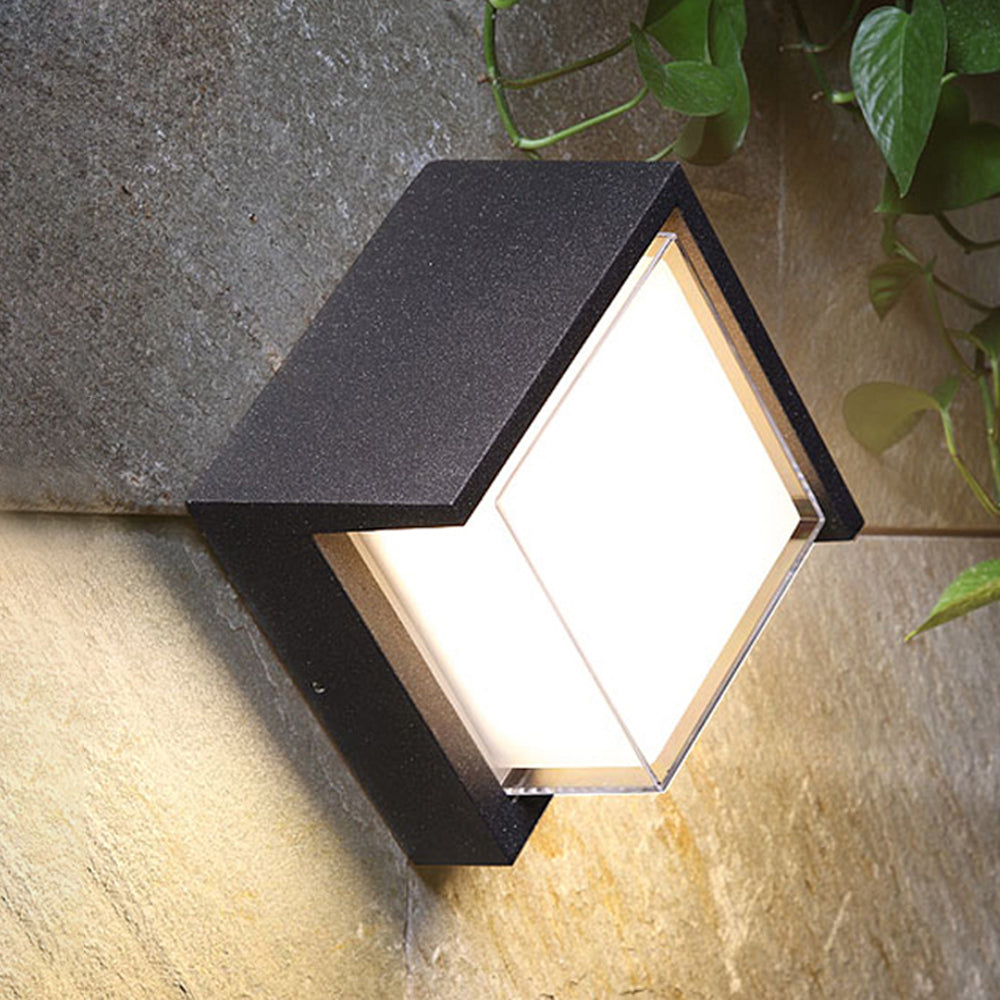 Ray Modern Round/Rectangular Metal/Acrylic Outdoor Wall Lamp, Black