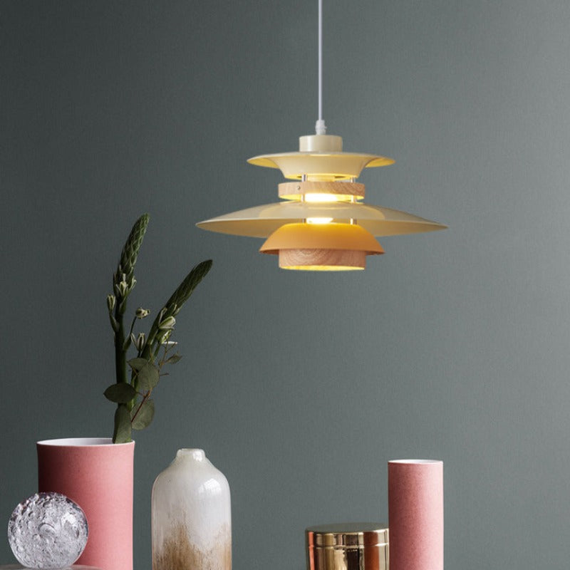 Valentina Modern Pendant Light Black/White/Wood Metal Dining Room
