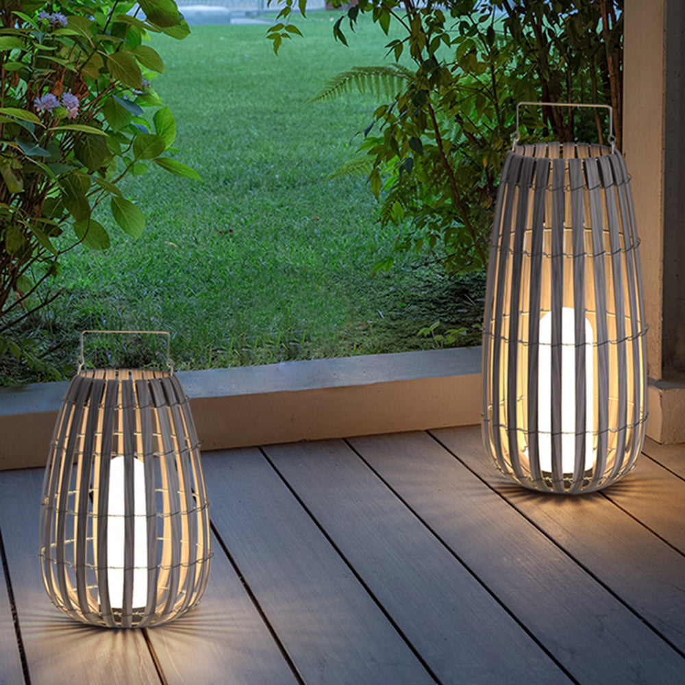 Ray Retro Lantern Solar/Rechargeable Outdoor Floor Lamp, Brown