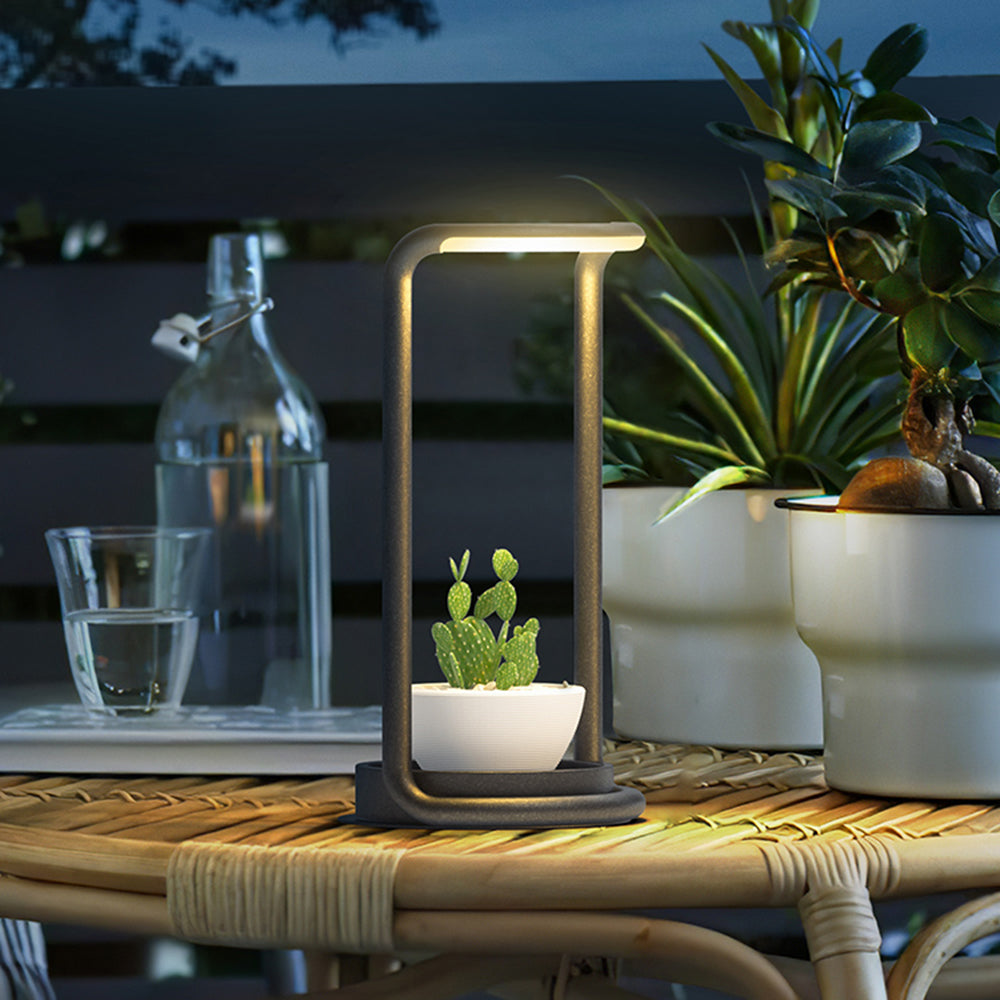 Ray Minimalist Rectangular Solar LED Outdoor Floor Lamp, Black