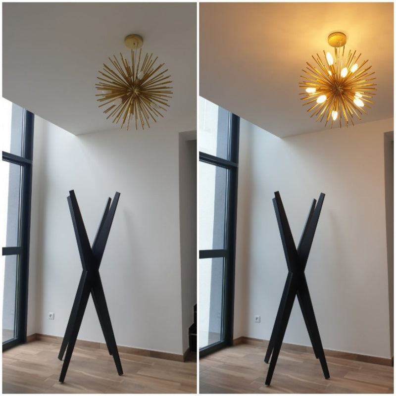 Arisha Modern LED Chandelier Gold Metal Dining/Living Room/Bedroom