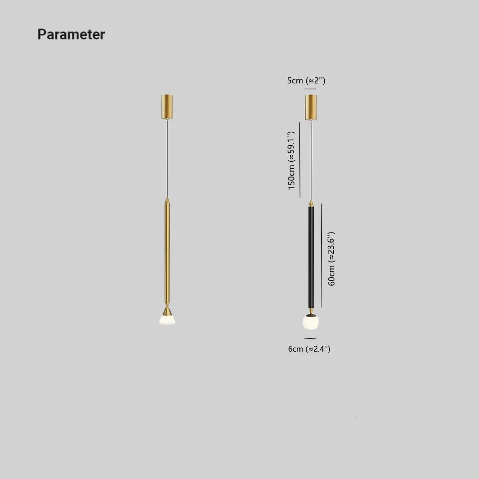Arisha Linear Metal Pendant Light Bedside, Black & Gold