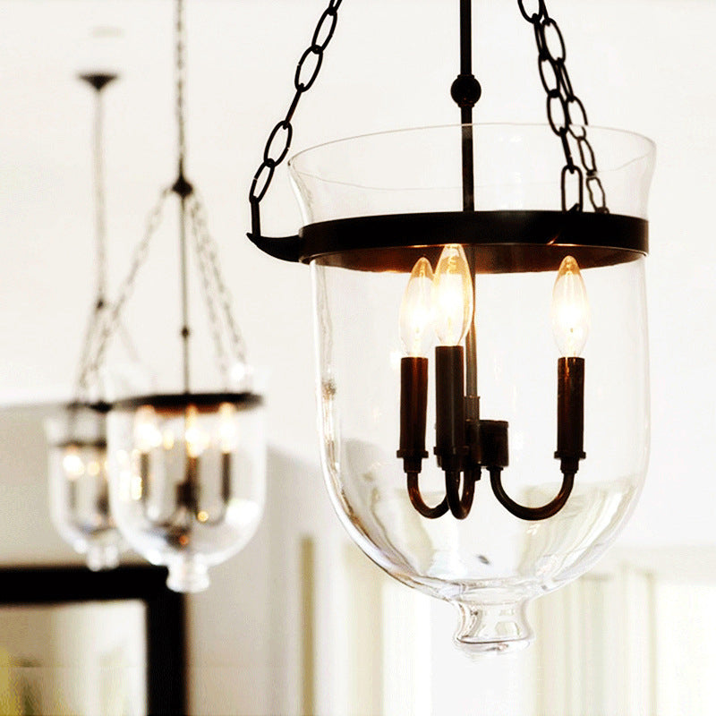 Silva Pendant Light Glass Black Industrial LED Living Room