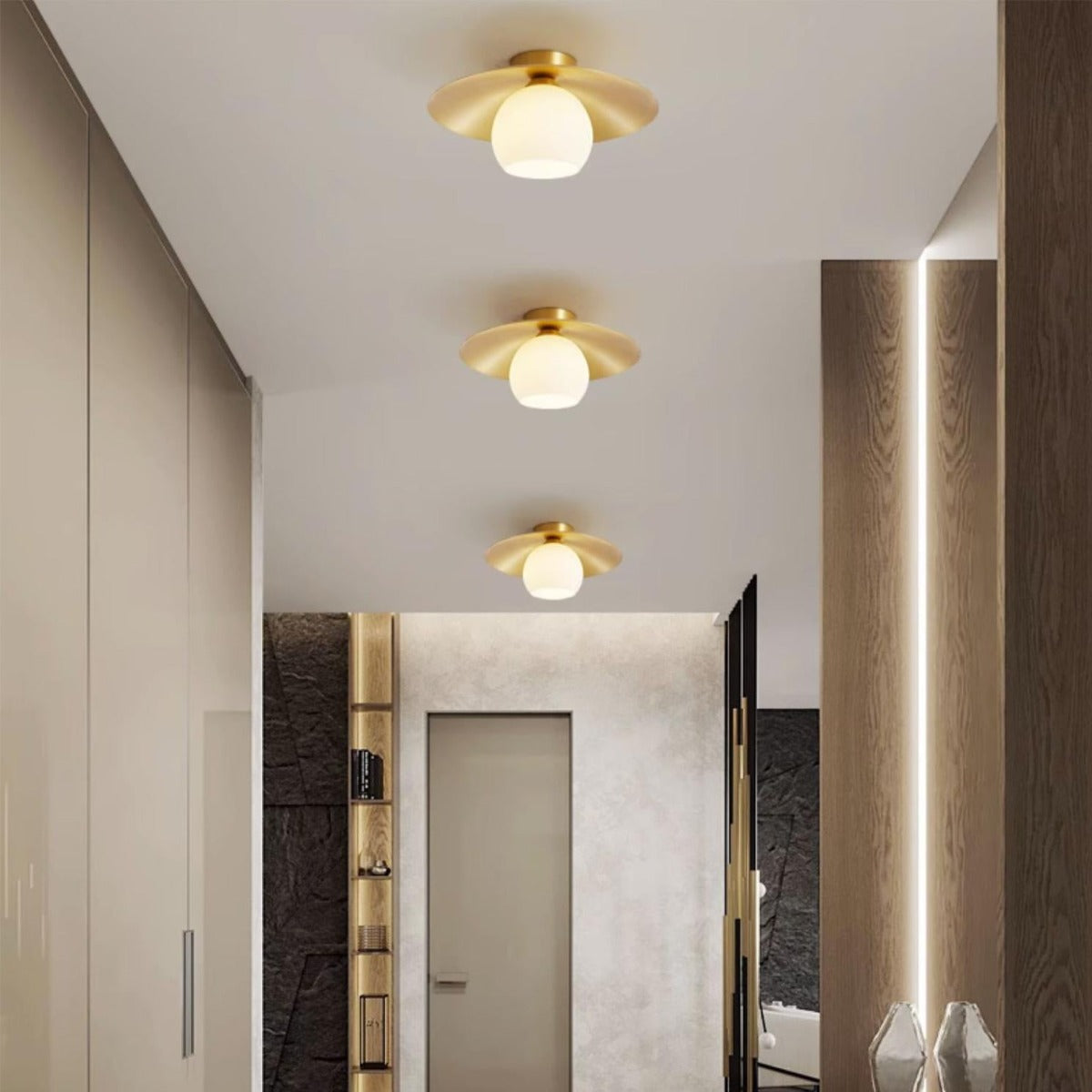 Arisha Nordic Retro LED Flush Mount Ceiling Light Metal Glass Corridor