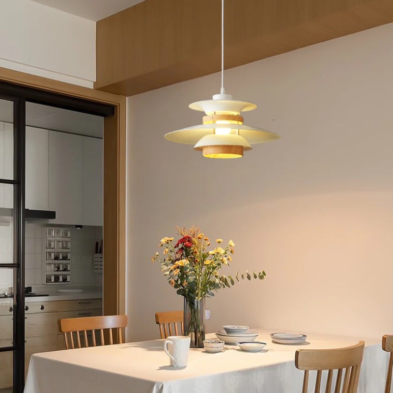 Valentina Modern Pendant Light Black/White/Wood Metal Dining Room
