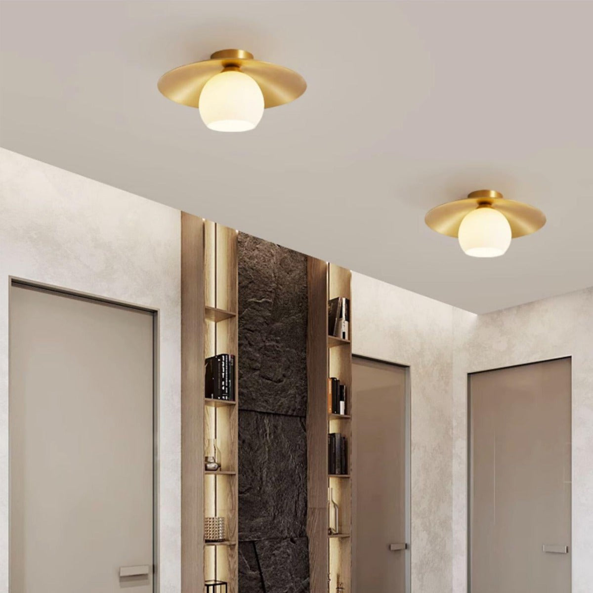 Arisha Nordic Retro LED Flush Mount Ceiling Light Metal Glass Corridor