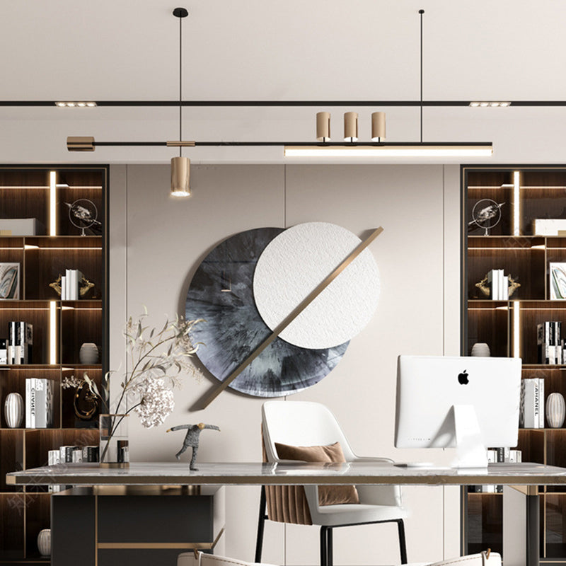 Arisha Modern Minimalist Liner Pendant Light, Gold/Black 5 Head