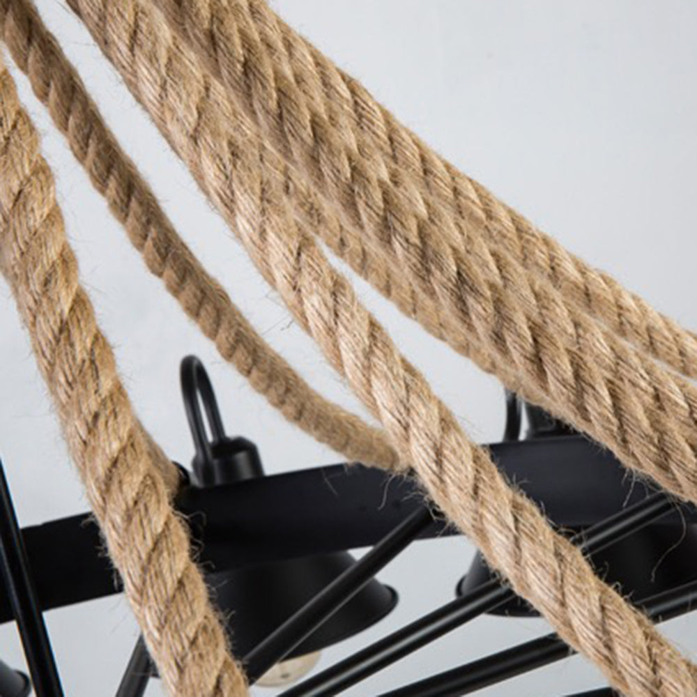 Epoch Vintage Industrial Rope Chandelier Living Room