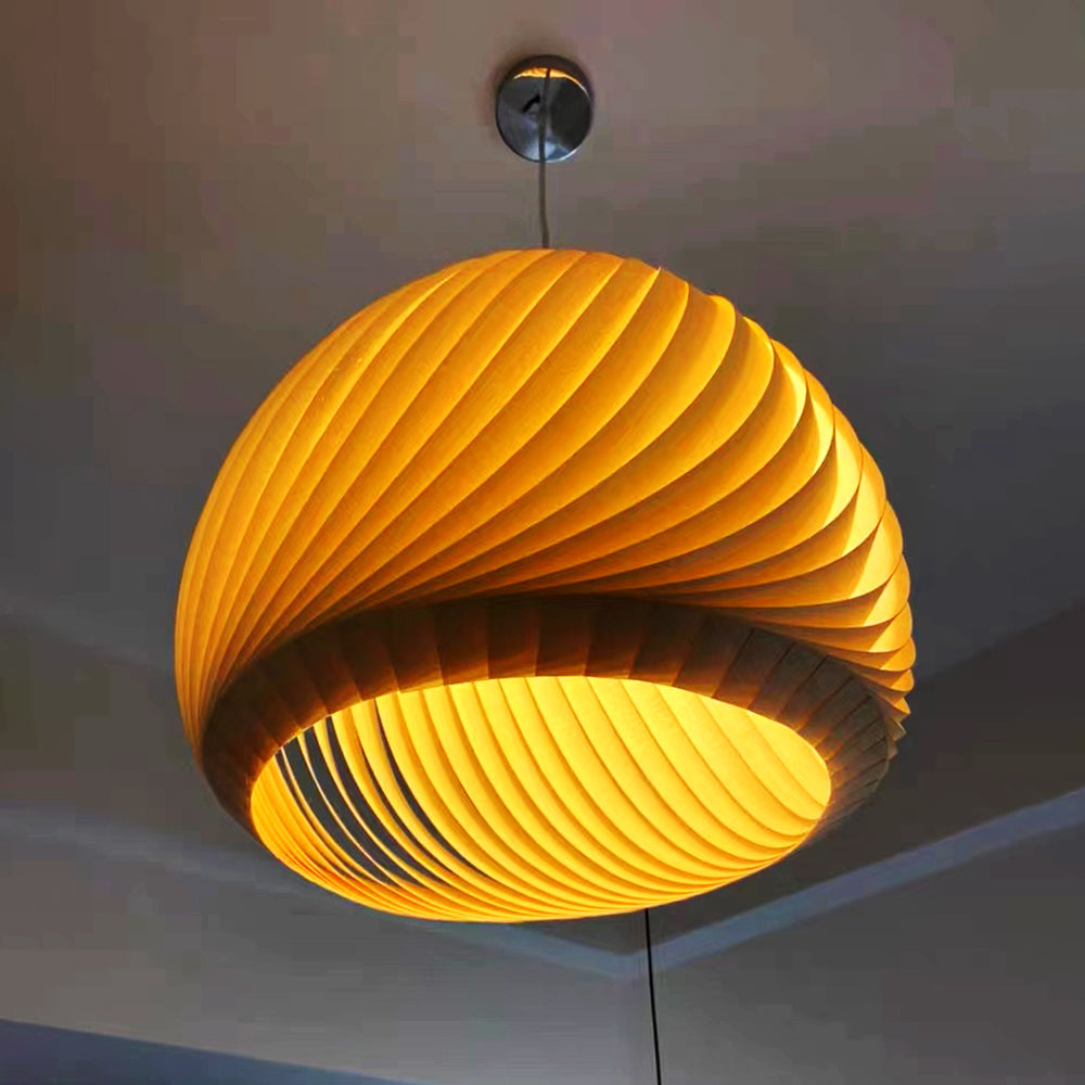 Muto Farmhouse Semi Metal Pendant Light, Brown/Wood