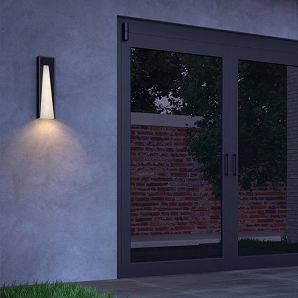 Ray Modern Rectangular Metal Outdoor Wall Lamp, Black/White