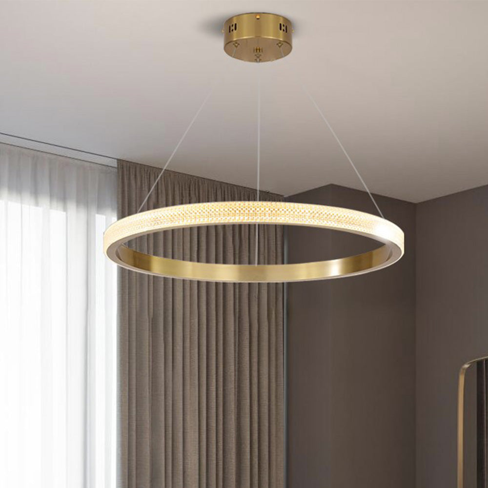 Kristy Modern Ring Metal/Arcylic LED Pendant Light, Black/Gold