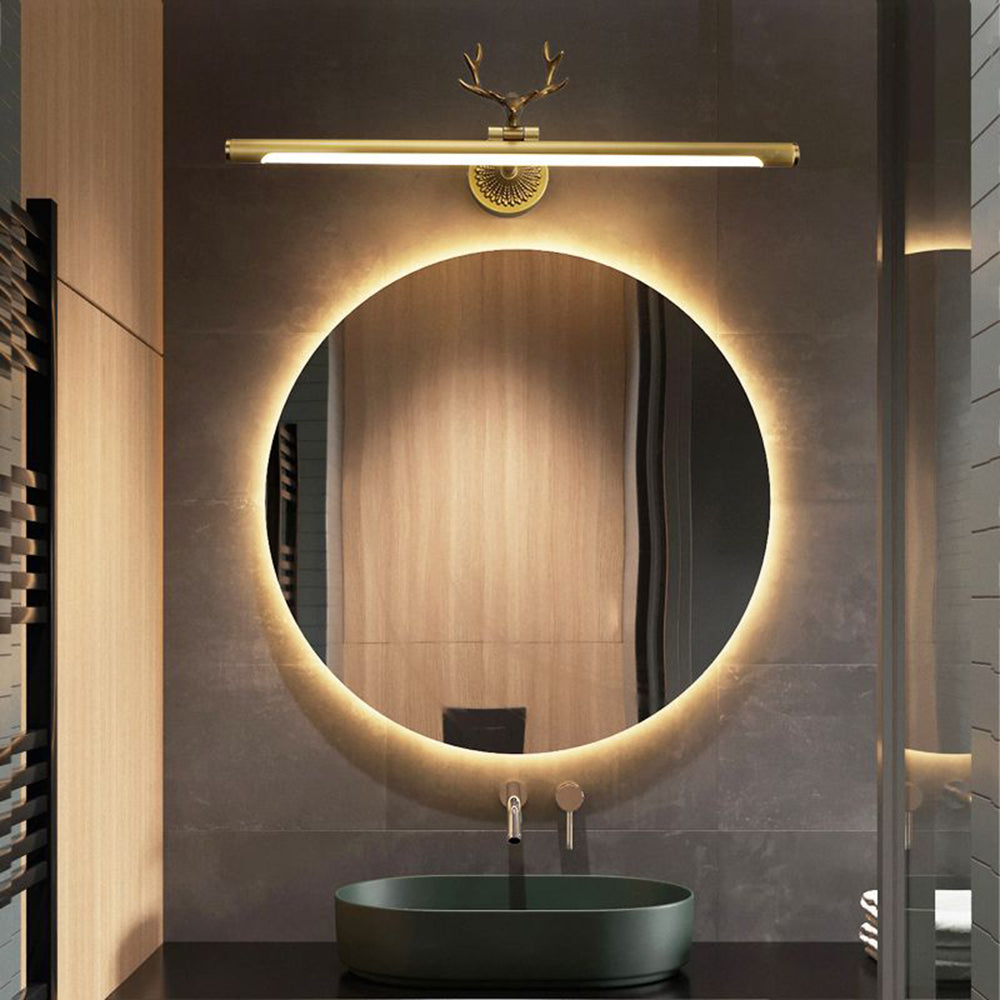 Arisha Modern Staghorn Shaped Vanity Mirror Front Wall Lamp, Black/Brass