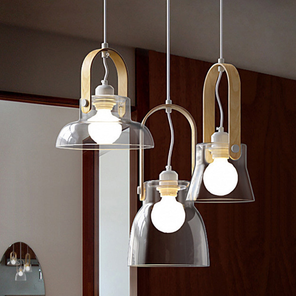 Valentina Minimalist Bowl Shaped Glass Pendant Light, Clear