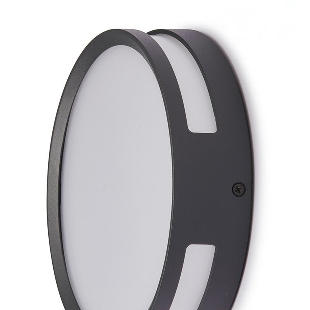 Ray Modern Round Metal/Acrylic Outdoor Waterproof Wall Lamp, Black