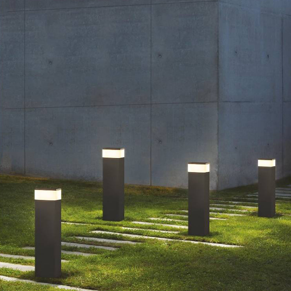 Ray Modern Metal Rectangular Outdoor Path Light, Black