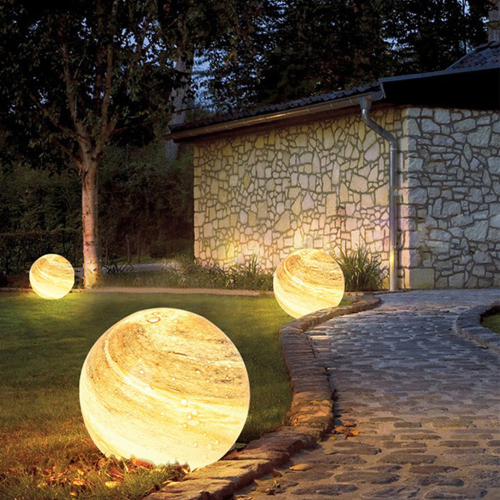 Ray Decorative Solar Acrylic Planet Outdoor Ground Light, Milk Curry/Blue