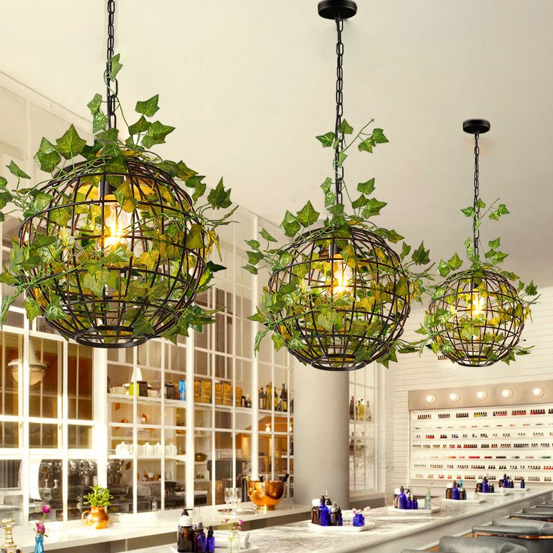 Ritta Rustic Plant Art Deco Globe Vine Pendant Light