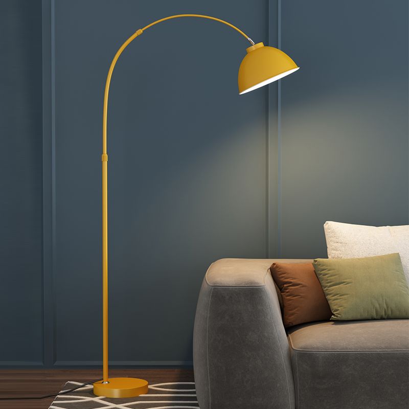 Mira Modern Arc Metal Floor Lamp, Black/Red/Yellow