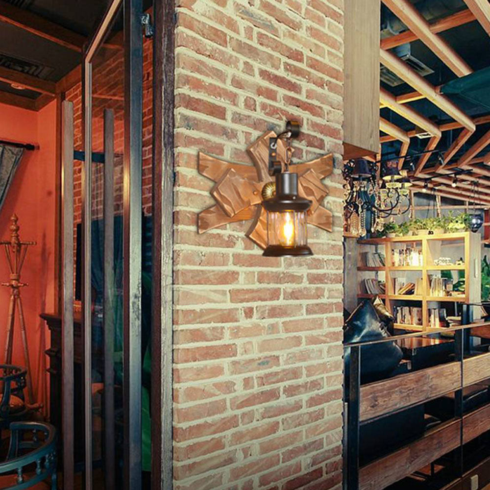 Epoch Vintage Candle & Lantern LED Wall Lamp, Wood/Metal, Gold, Bedroom