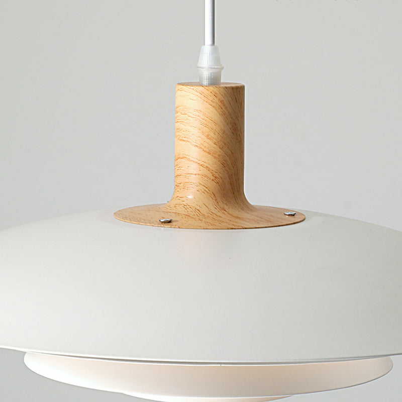 Valentina Modern LED Pendant Light White Wood Metal Bedroom