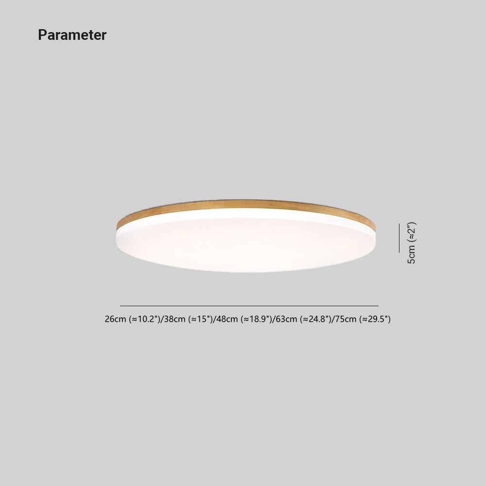 Muto Minimalist Wood Round Flush Mount Ceiling Light, Bedroom