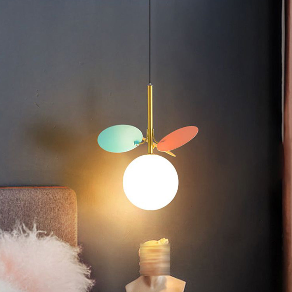 Arisha Art Deco Globe Pendant Light, Multi-Color/White, Metal/Glass
