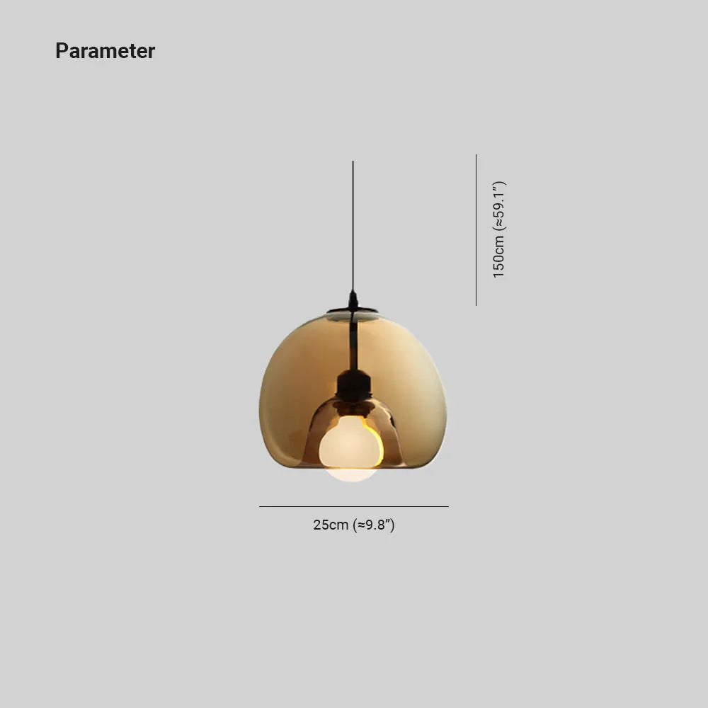 Valentina Modern Globe Glass Pendant Light, Amber/Smoky Grey