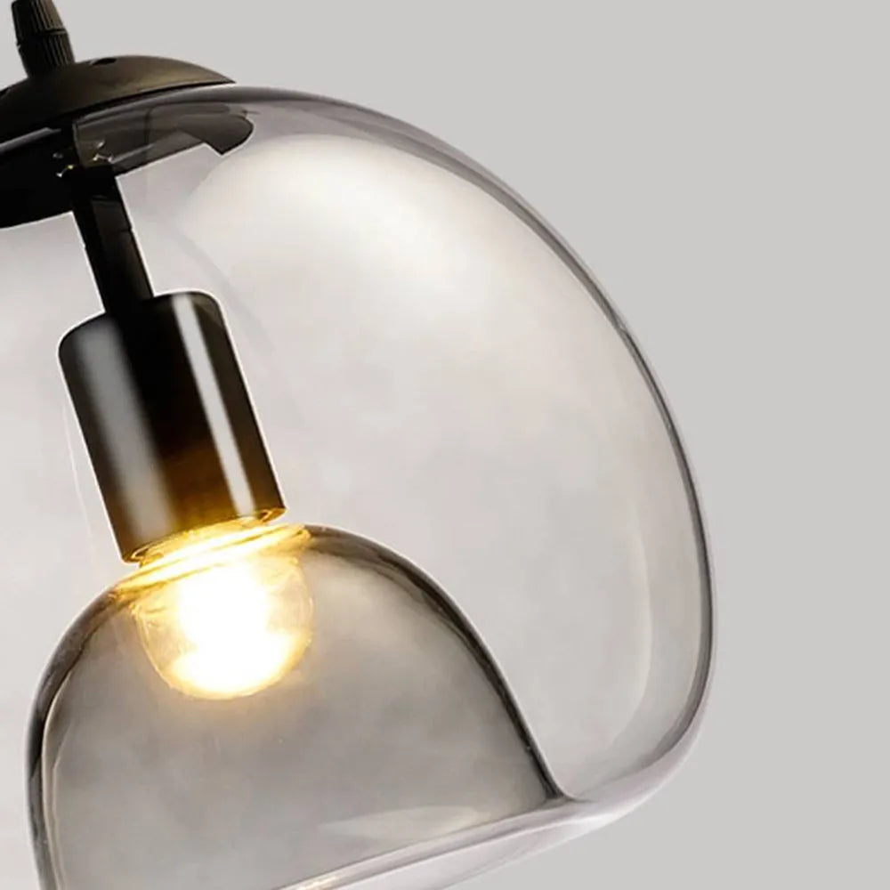 Valentina Modern Globe Glass Pendant Light, Amber/Smoky Grey