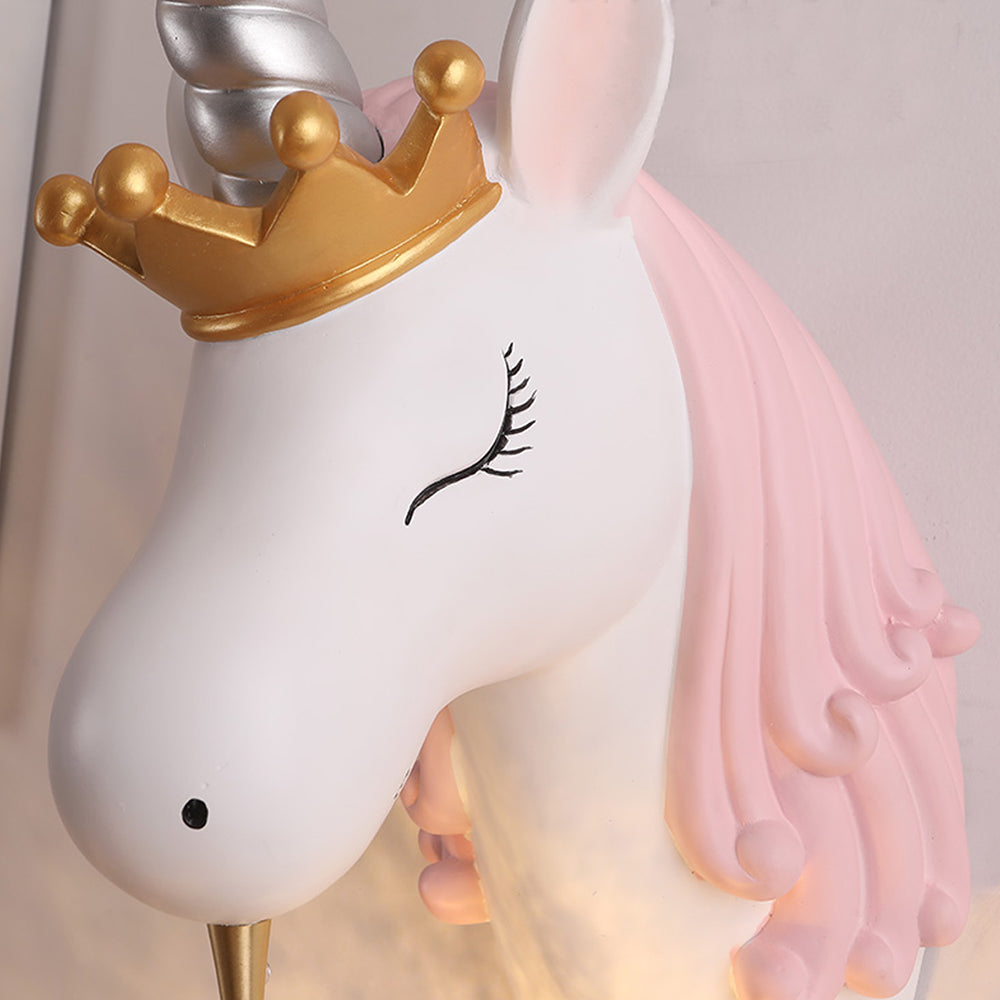 Arisha Modern Unicorn/Strawberry Art Wall Lamp, Pink/Blue