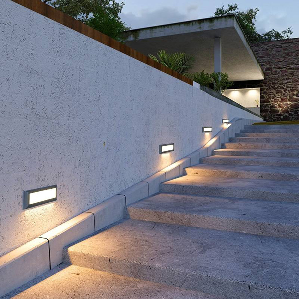 Ray Modern Metal Rectangular Outdoor Deck/Step Light, Black