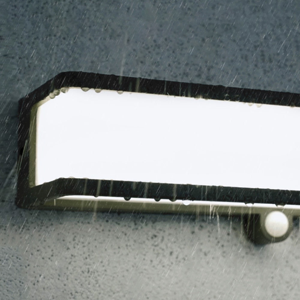 Ray Modern Minimalist Rectangular Acrylic Sensor Solar Outdoor Wall Lamp, Black/White