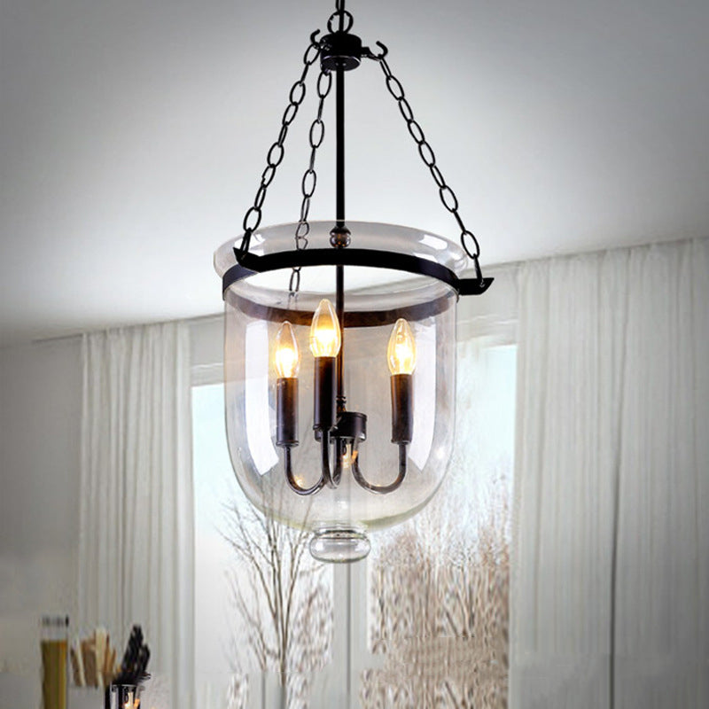 Silva Pendant Light Glass Black Industrial LED Living Room
