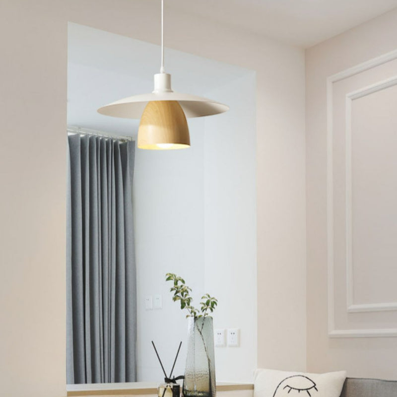 Valentina Modern LED Pendant Light White Wood Metal Bedroom