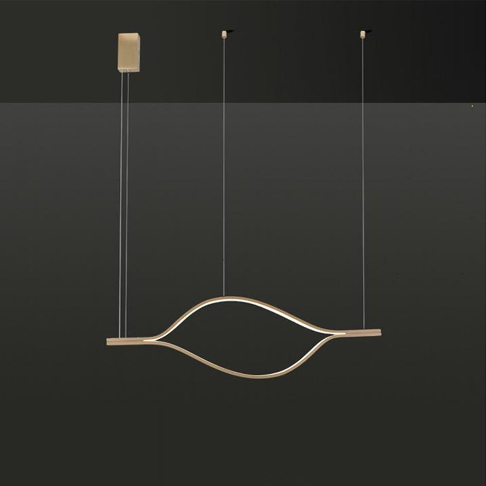 Arisha LED Linear Minimalist Wave Golden Leaf Shaped Pendant Light