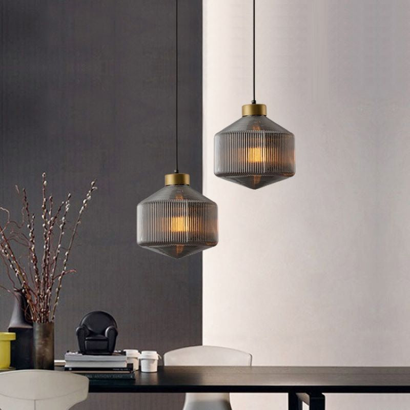 Valentina Modern LED Pendant Light Smoke Gray Glass Bedroom