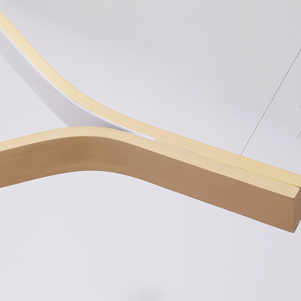 Arisha LED Linear Minimalist Wave Golden Leaf Shaped Pendant Light