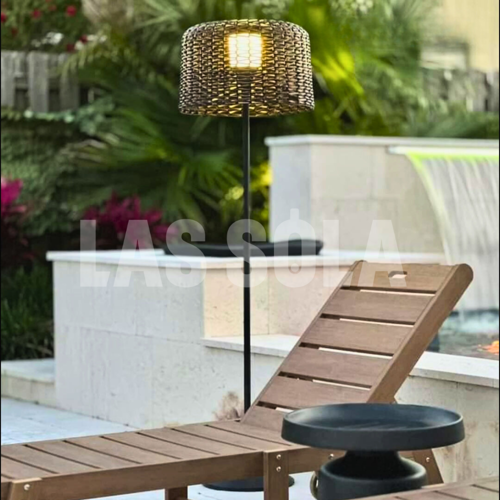 Ritta Waterproof Outdoor Floor Lamp, Rattan,Balcony/Terrace