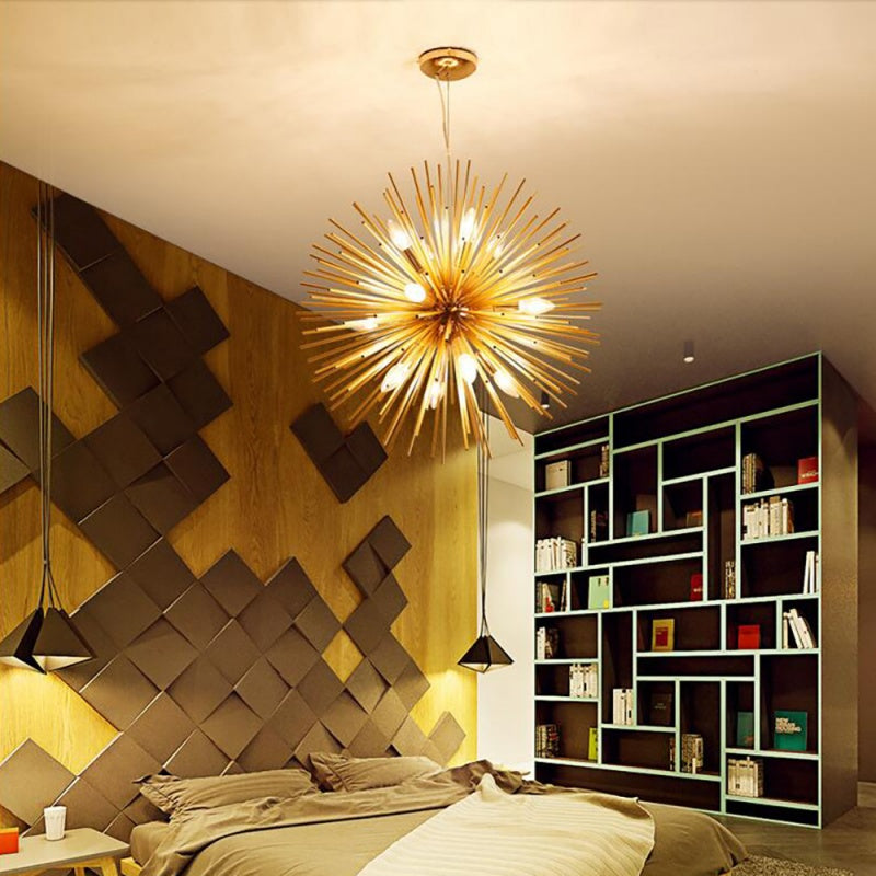 Arisha Modern LED Chandelier Gold Metal Dining/Living Room/Bedroom