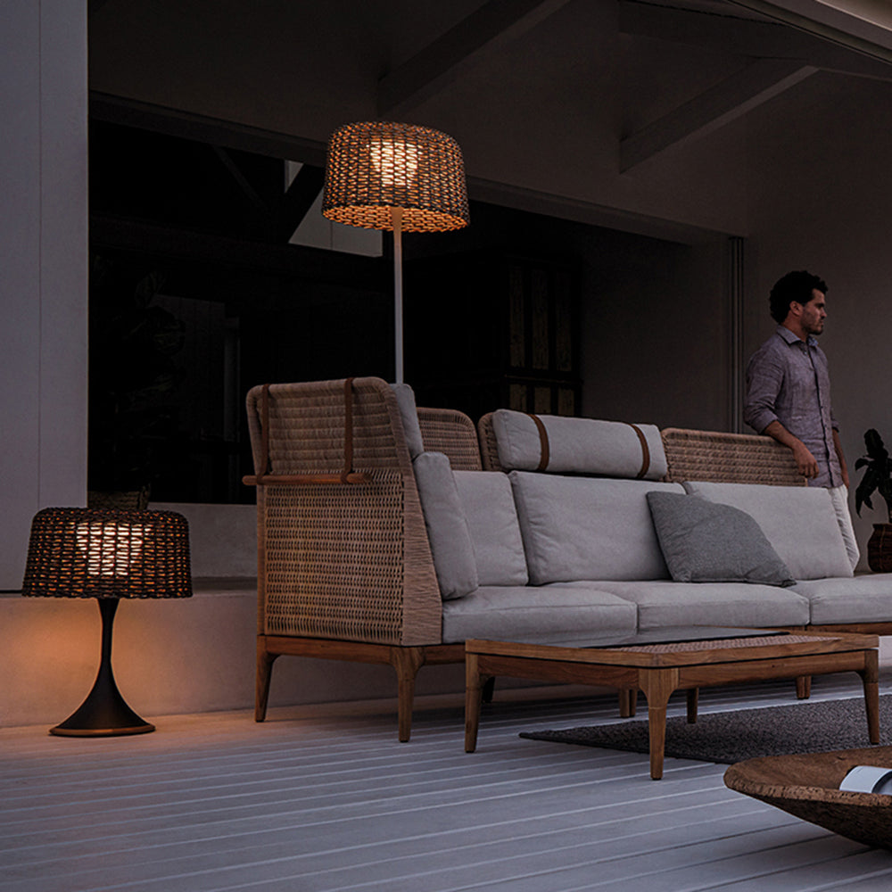 Ritta Waterproof Outdoor Floor Lamp, Rattan,Balcony/Terrace