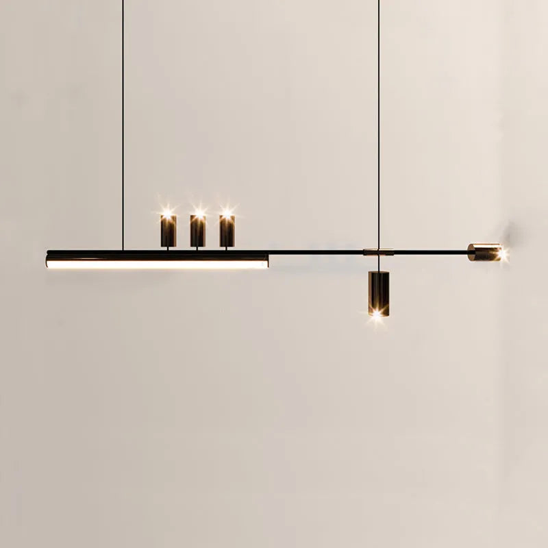 Arisha Modern Minimalist Liner Pendant Light, Gold/Black 5 Head