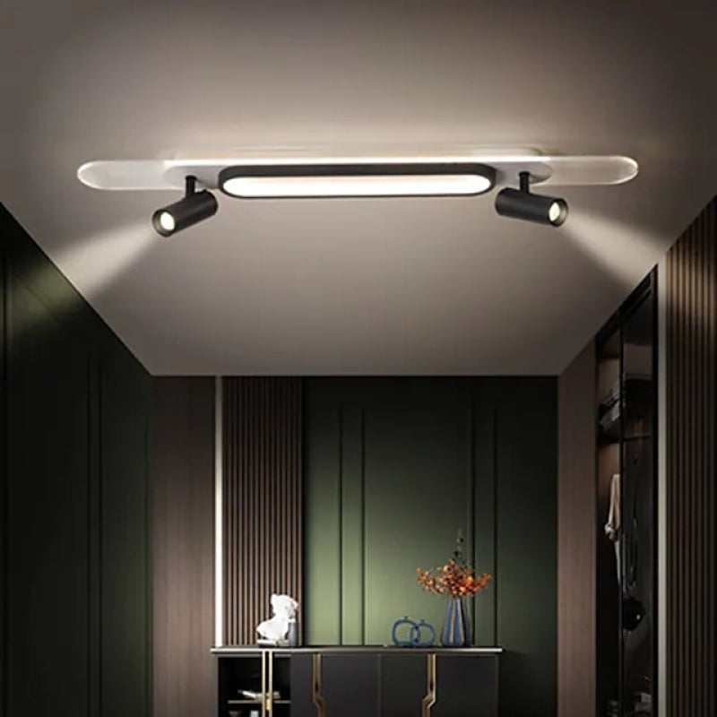 Aim Modern Rectangular LED Metal/Acrylic Ceiling Light, Black/White