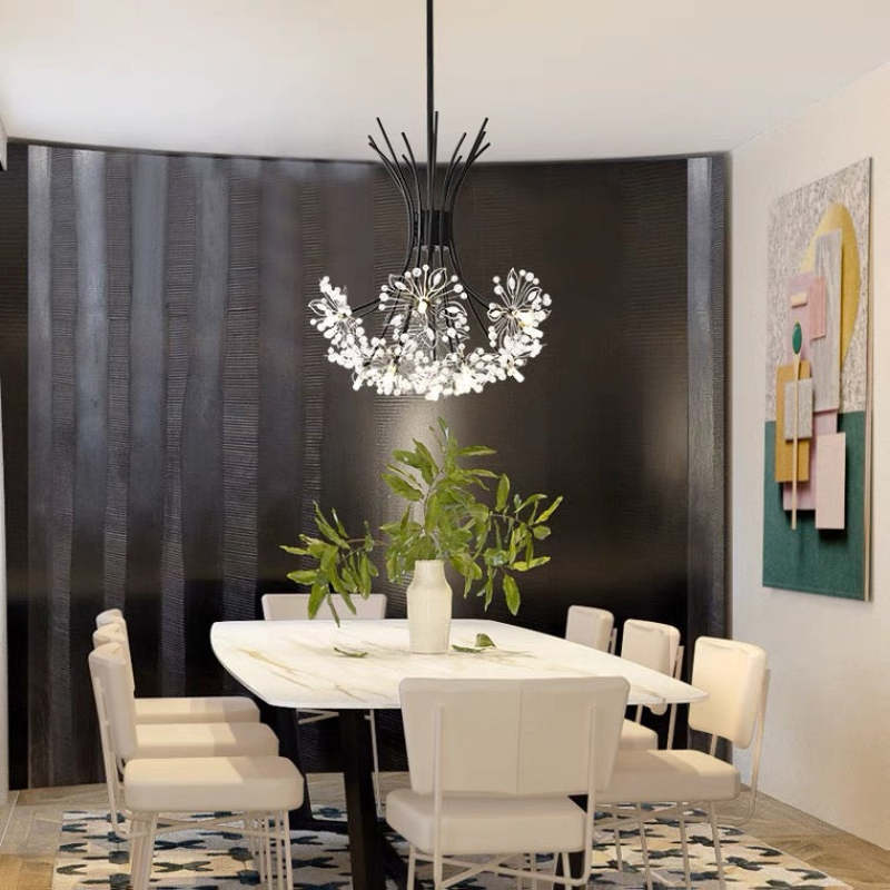 Arisha Modern Art Deco Crystal Sputnik Chandelier, Black/Gold