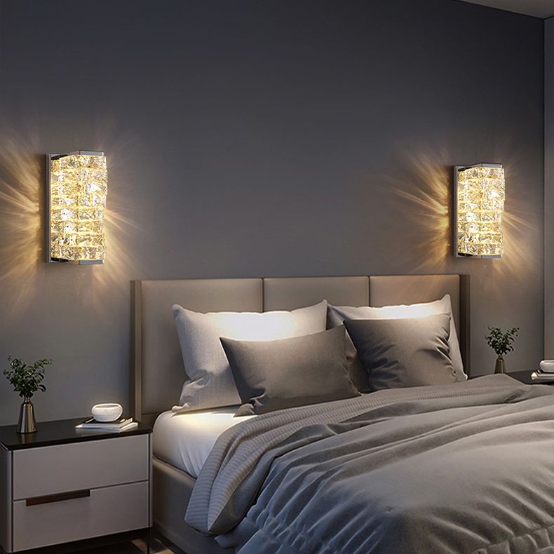 Kristy Modern Rectangular Vanity Metal Crystal LED Wall Lamp