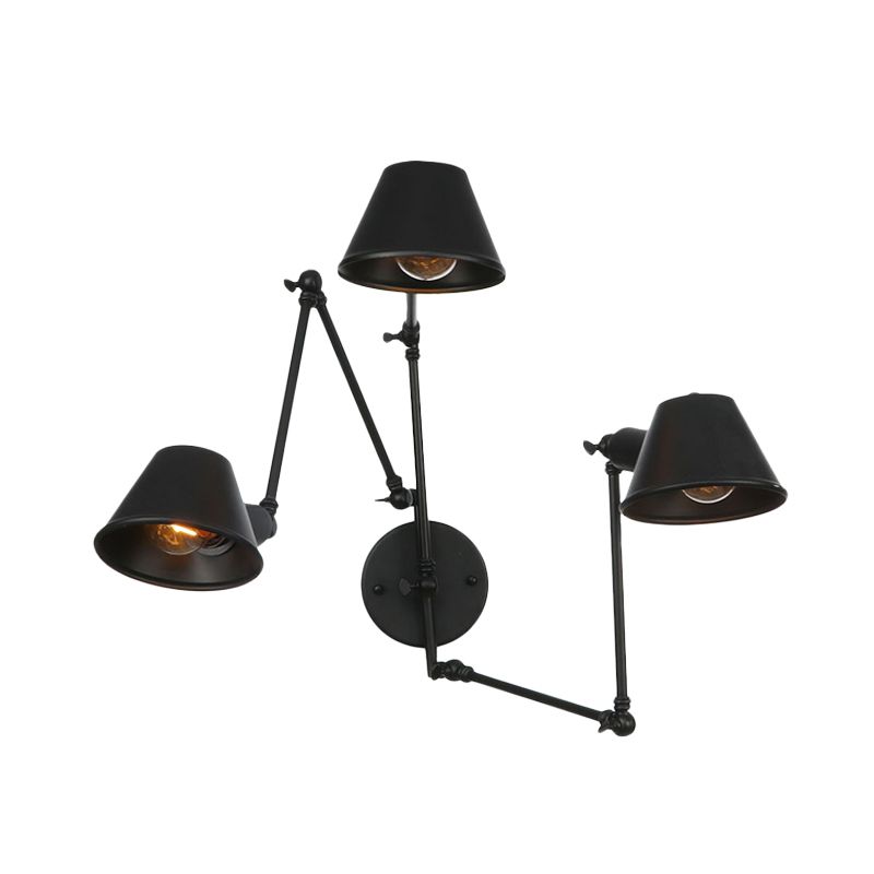Epoch Vintage Adjustable Metal Wall Lamp, Black/Rust, Bedroom