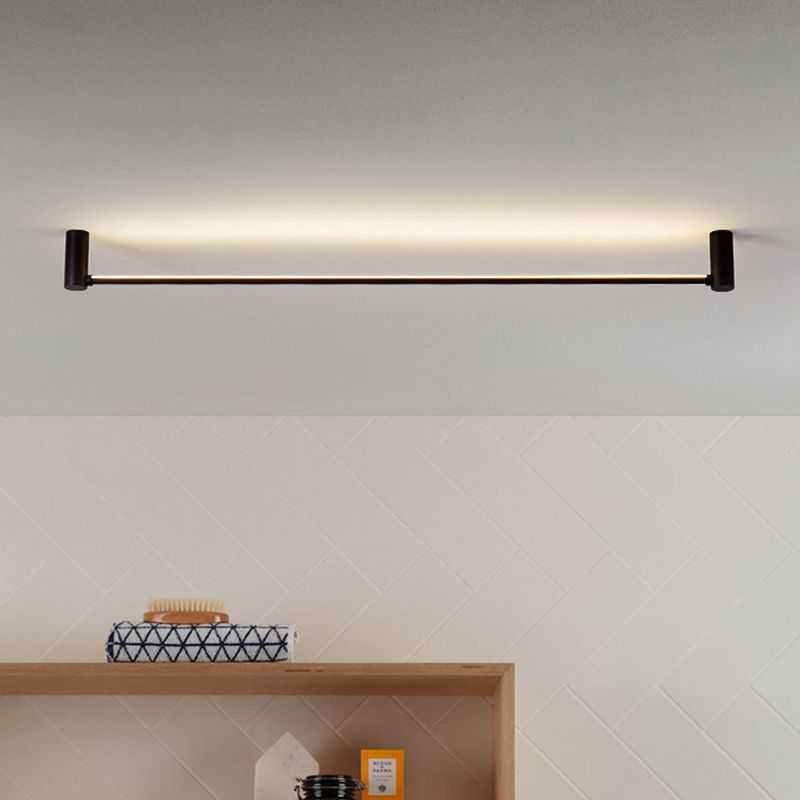 Arisha Minimalist Linear Flush Mount Ceiling Light, Black, Hallway