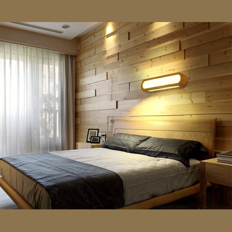 Muto Rectangular Wooden Energy Saving Oblong Wall Lamp