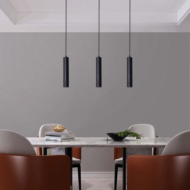 Arisha Modern Cylinder Shape Linear Pendant Light Black Metal