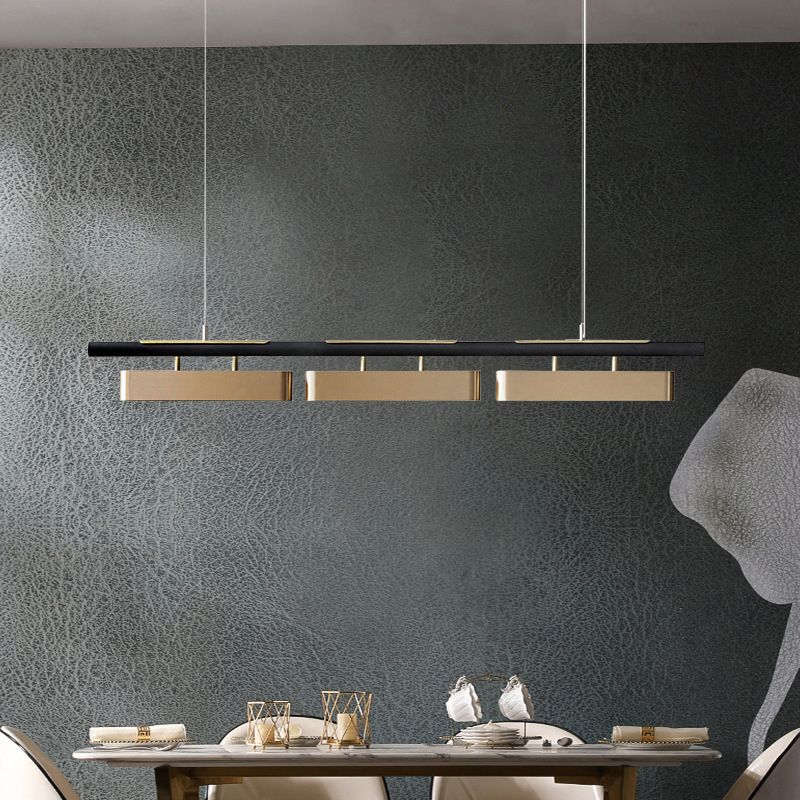 Arisha Pendant Light Rectangular Modern, Metal, Black/Brass, Office